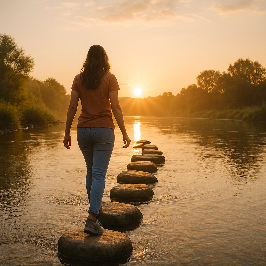 woman-walking-stones